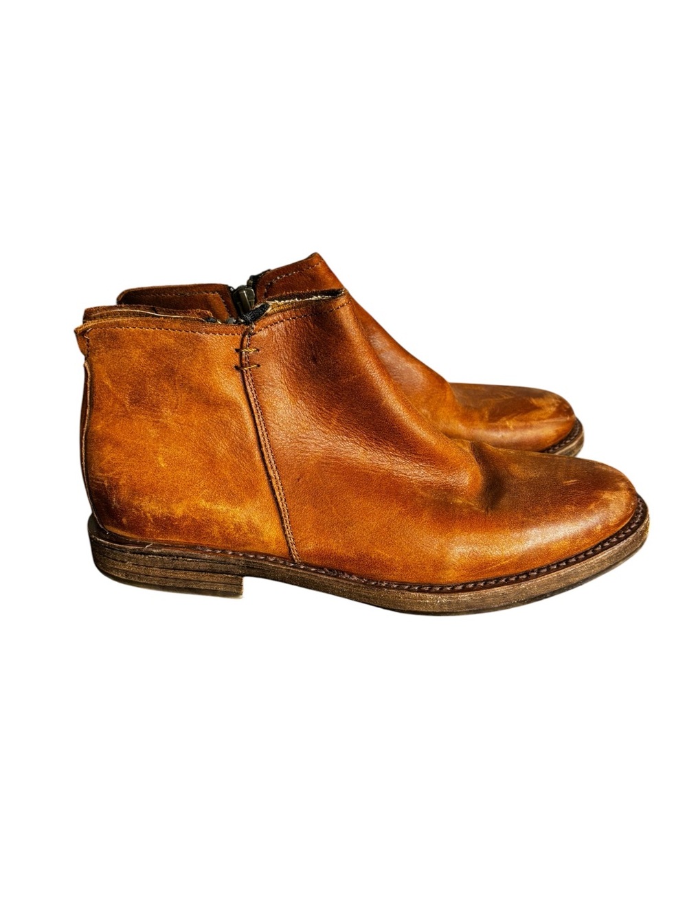 Vtg Sutro San Francisco Leather Ankle Boots Brown Side Zip Western Boho Size 7 - Picture 3 of 10